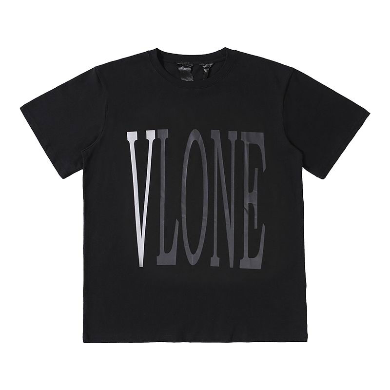 Vlone Shirt Reflective Letter Pattern Big V T-Shirt Black