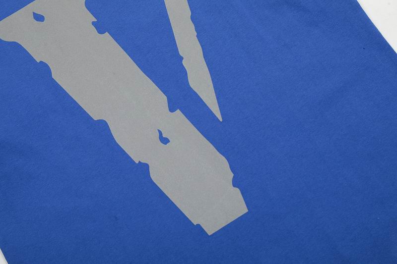 Vlone Shirt Reflective Letter Pattern Big V T-Shirt Blue