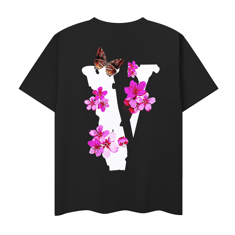 VLONE Shirt Butterfly Flowers T-shirt Black