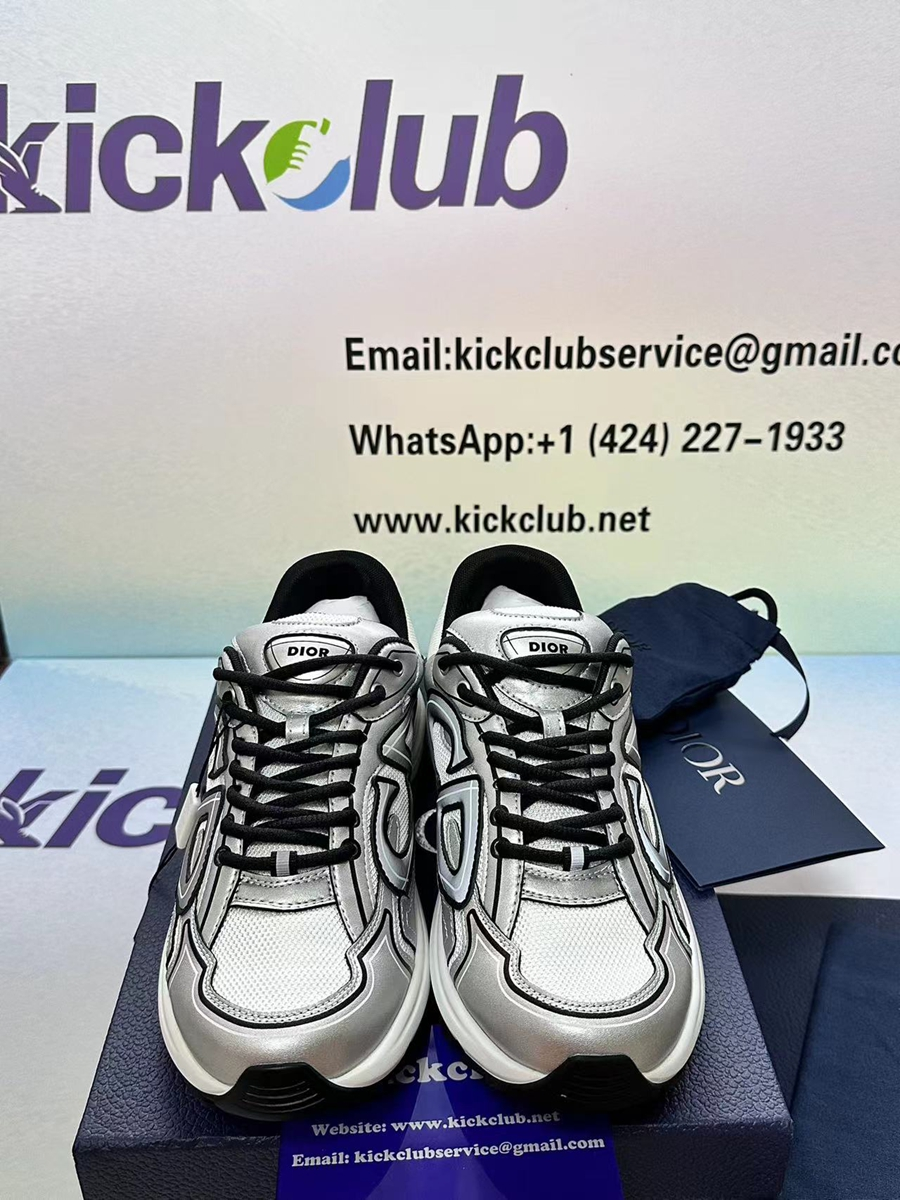 QC Pics: Dior Light Grey B30 Sneakers Black Silver
