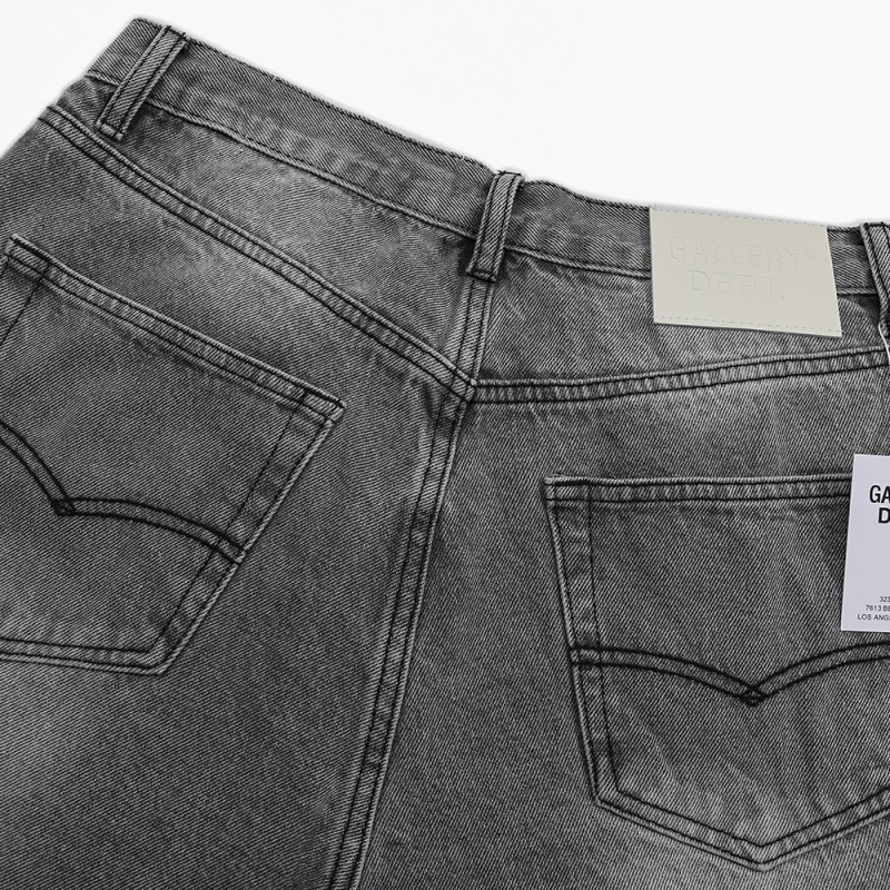 Gallery Dept Basic Style Washed Smoky Gray Micro-pull Stitching Jeans