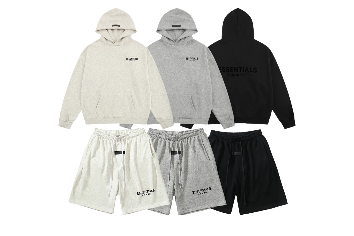 Fear Of God Essentials Pullover Tracksuit Black Grey White
