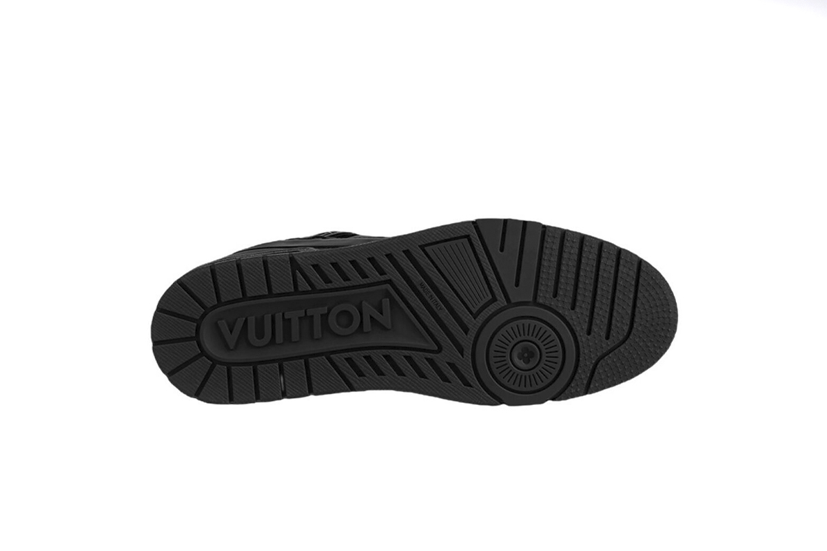 Louis Vuitton Trainer Patent Leather Gloss Black Embossed Monogram