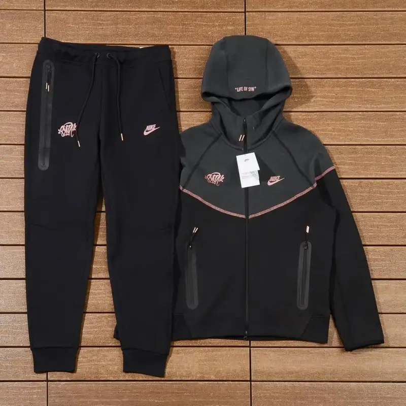 Nike Sportswear Tech Fleece Full Zip Reflective Details Set BlackMetallic Red Bronze