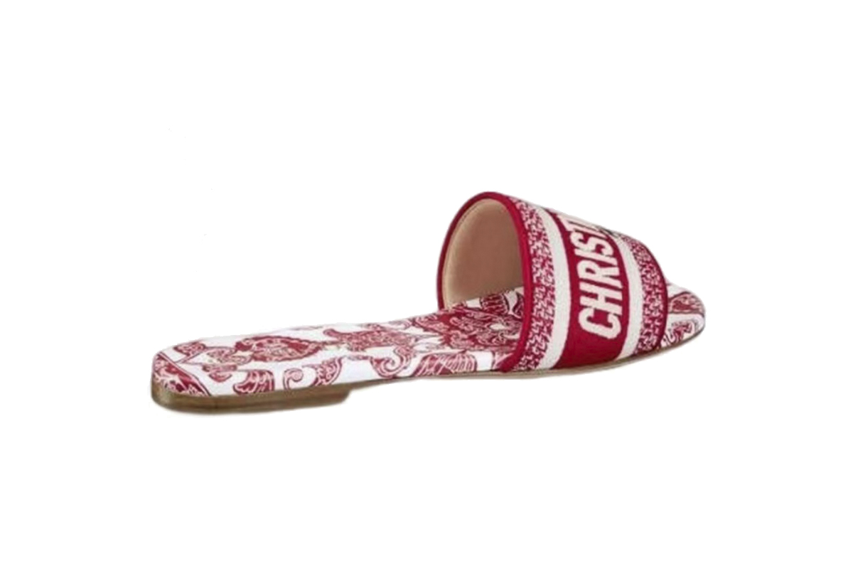 Dior Dway Slide Cloth Sandal Red