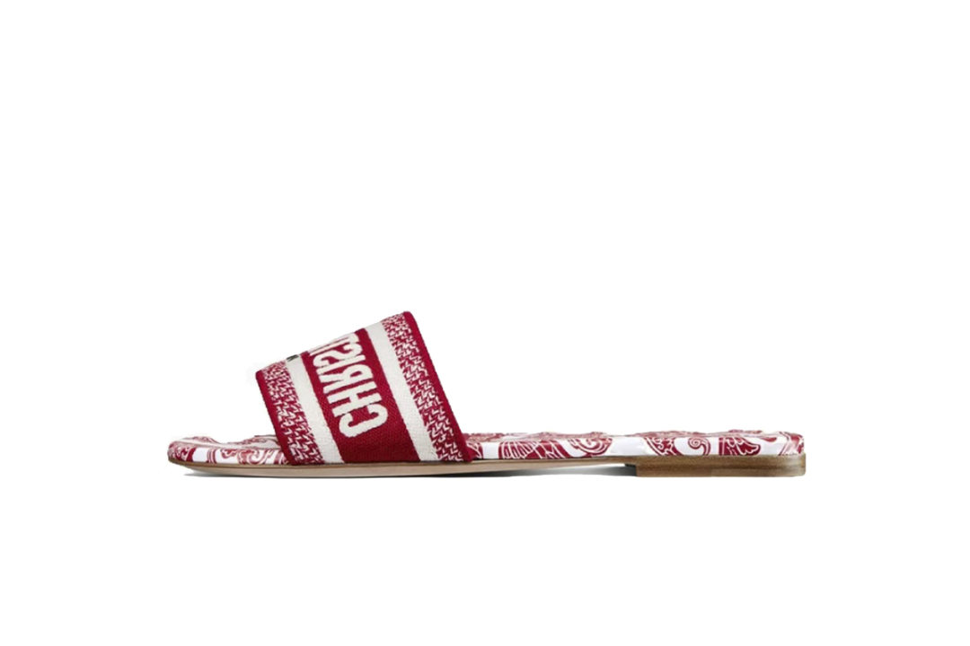 Dior Dway Slide Cloth Sandal Red