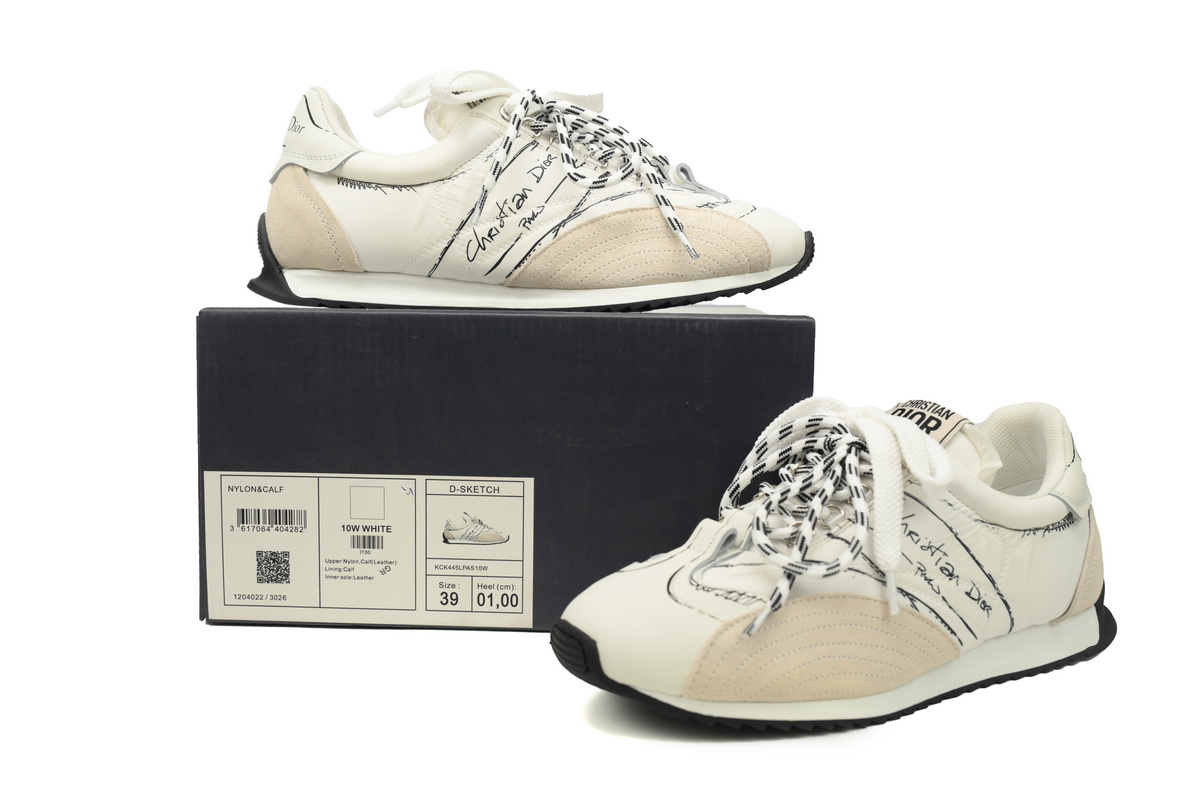 Dior D-Sketch Sneaker White Nylon And Calfskin KCK427MPA_S10W
