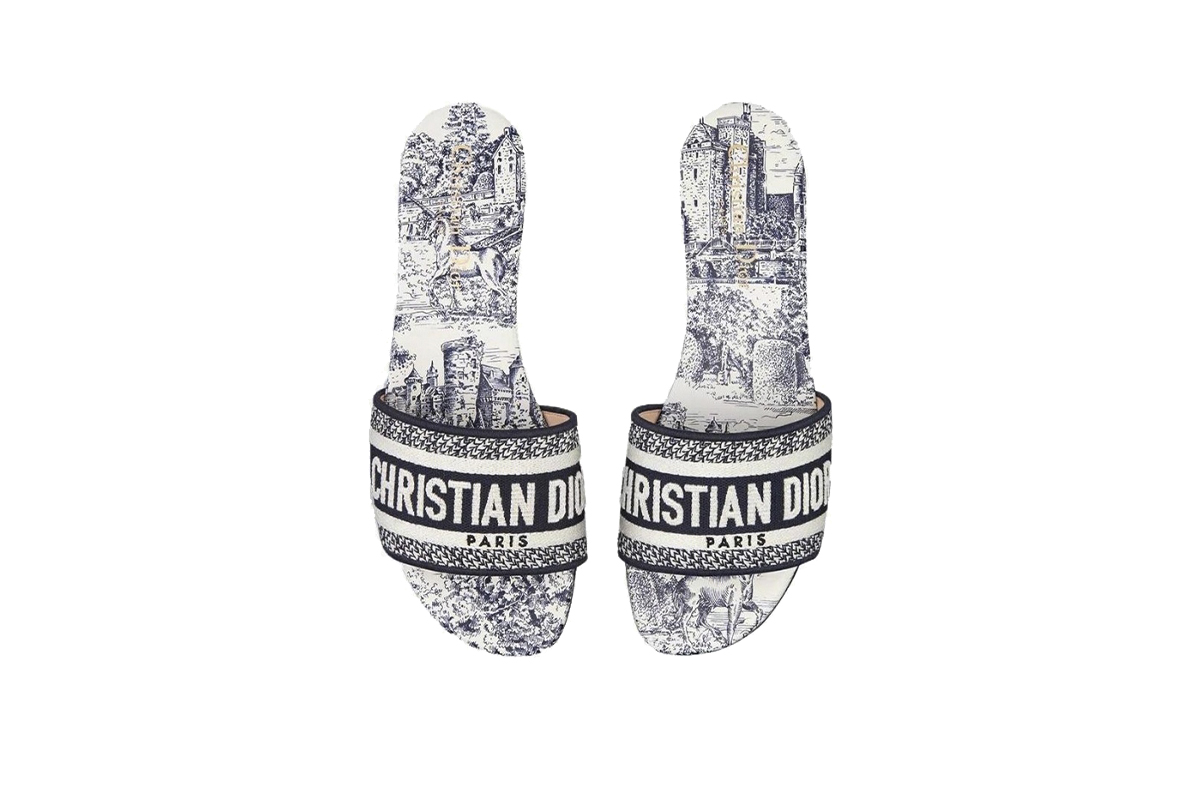 Dior Dway Slide Cloth Sandal Deep Blue