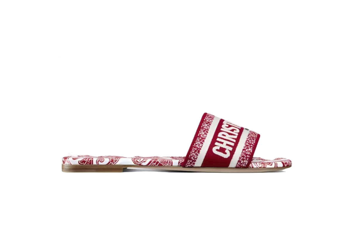 Dior Dway Slide Cloth Sandal Red