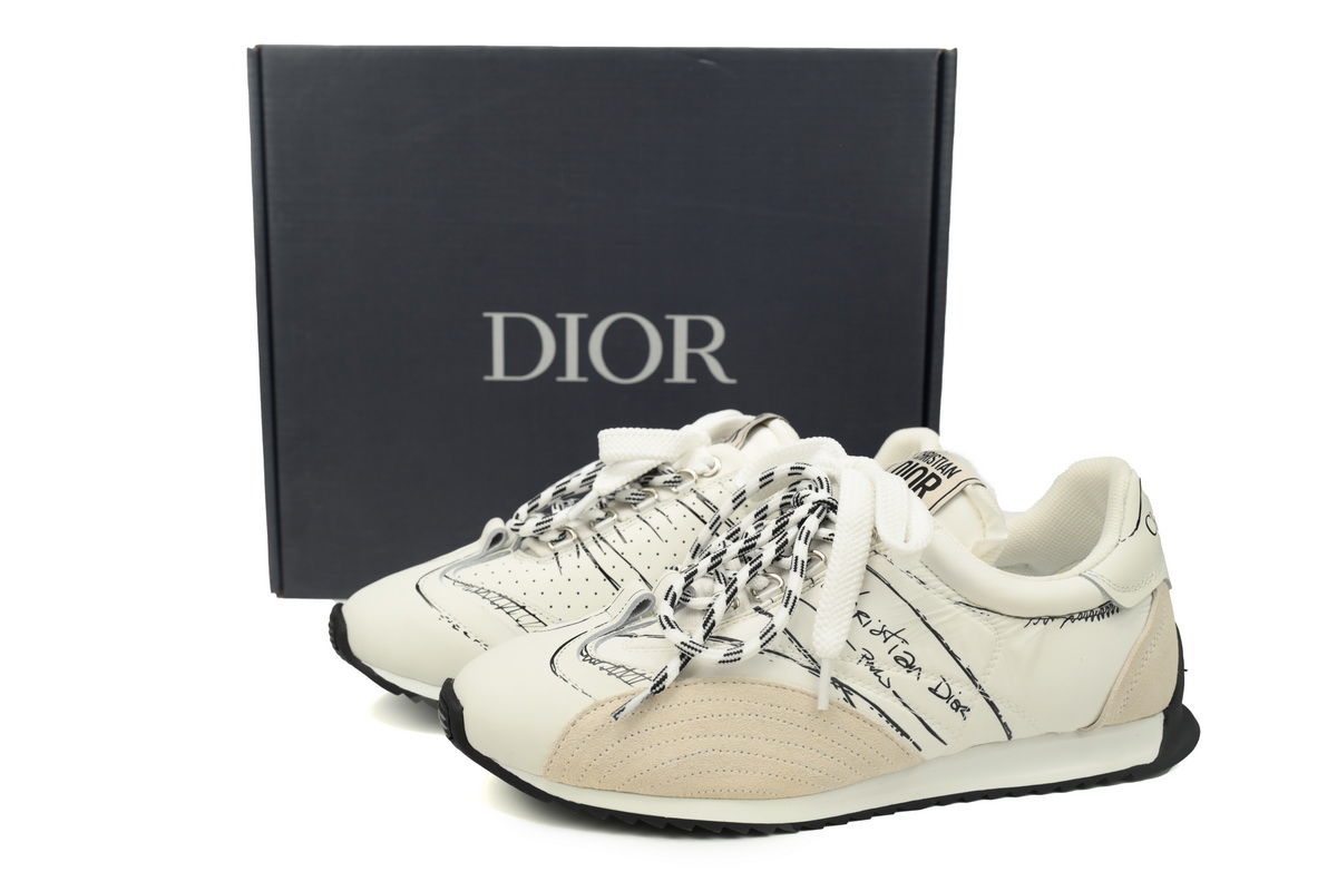 Dior D-Sketch Sneaker White Nylon And Calfskin KCK427MPA_S10W