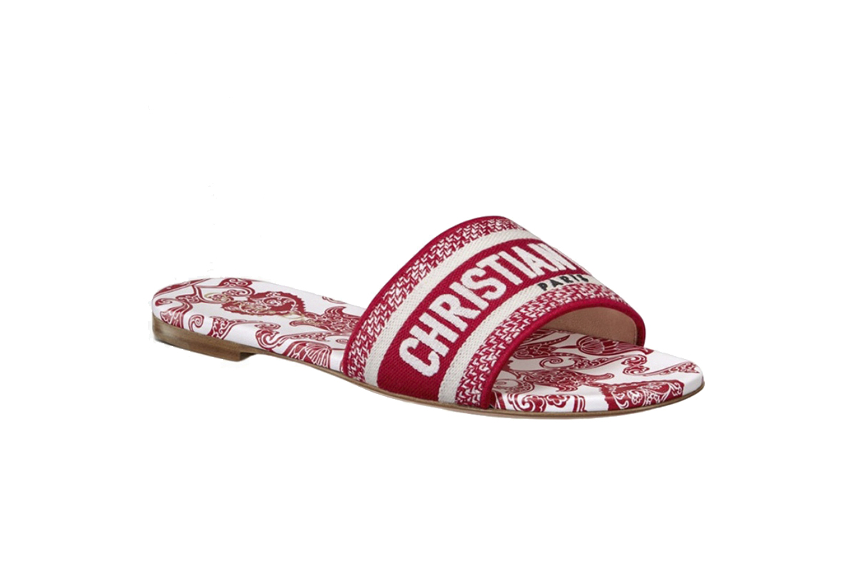 Dior Dway Slide Cloth Sandal Red