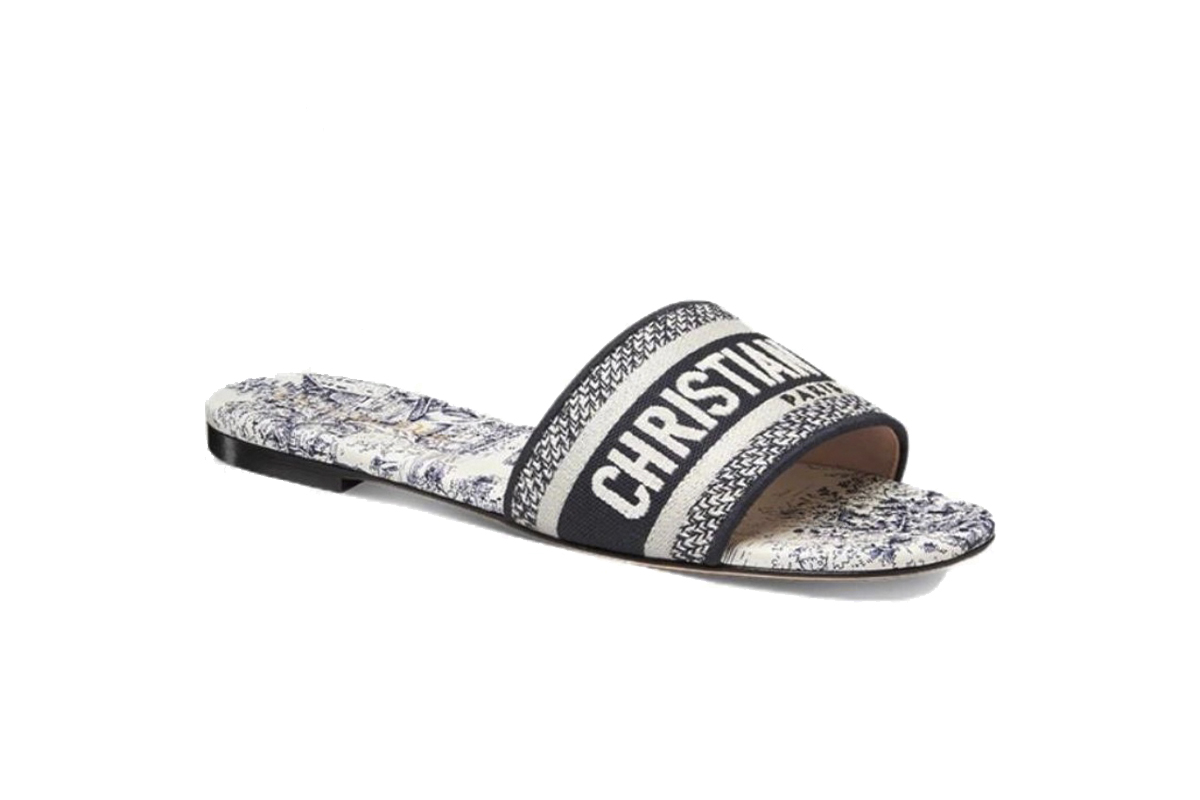 Dior Dway Slide Cloth Sandal Deep Blue