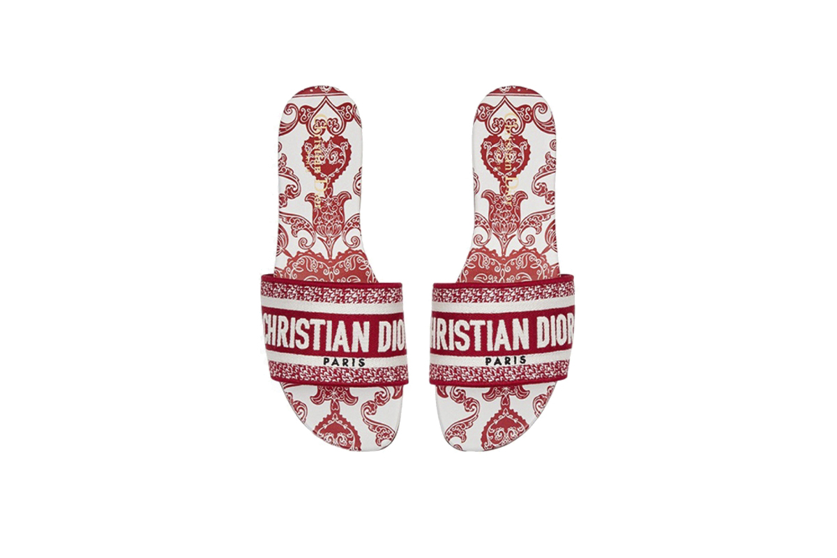 Dior Dway Slide Cloth Sandal Red