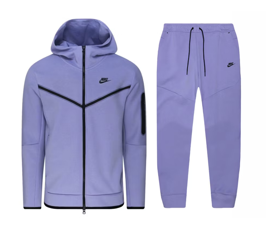 Nike Sportswear Tech Fleece Full Zip Hoodie Joggers Set Light Thistle Black
