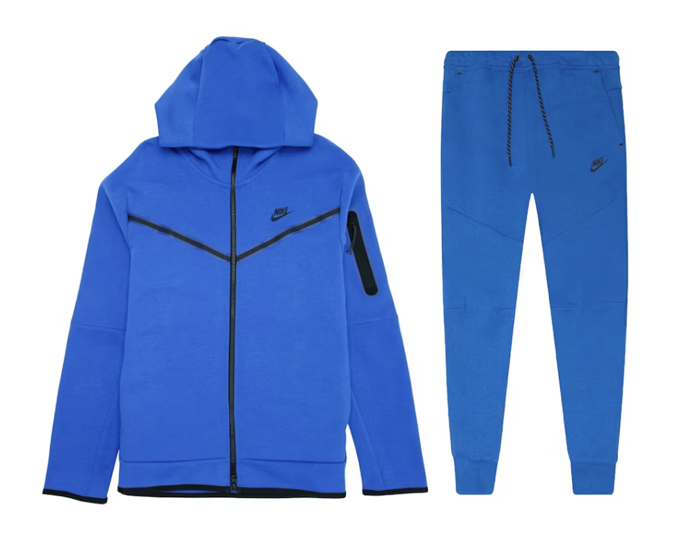 Nike Sportswear Tech Fleece Full Zip Hoodie Joggers Set Game Royal Black