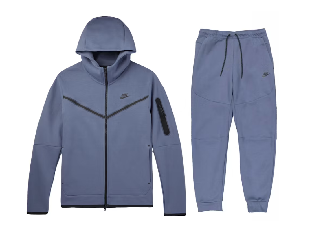 Nike Sportswear Tech Fleece Full Zip Hoodie Joggers Set Diffused Blue Black
