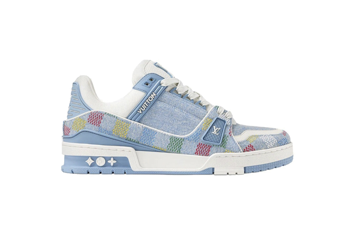 Louis Vuitton Trainer Denim Demier Multicolor Light Blue Grid 1AHCYN
