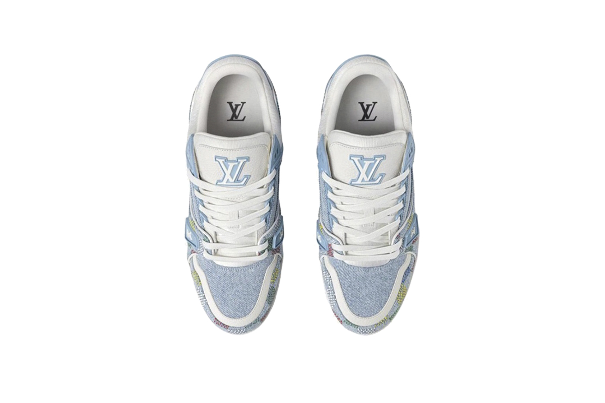 Louis Vuitton Trainer Denim Demier Multicolor Light Blue Grid 1AHCYN