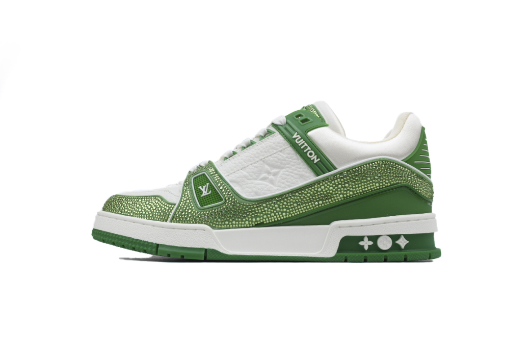 Louis Vuitton Trainer Green White Swarovski