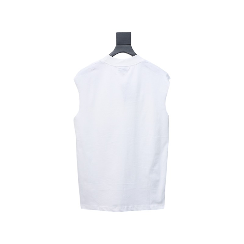 Balenciaga Logo Lettering Short Sleeve Vest White