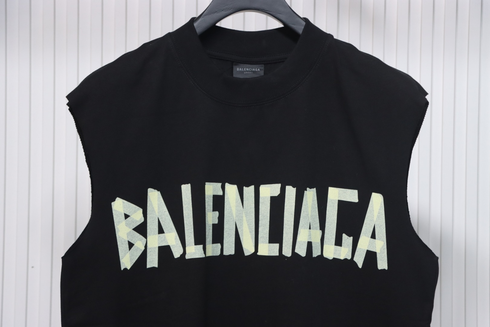 Balenciaga Logo Lettering Short Sleeve Vest Black