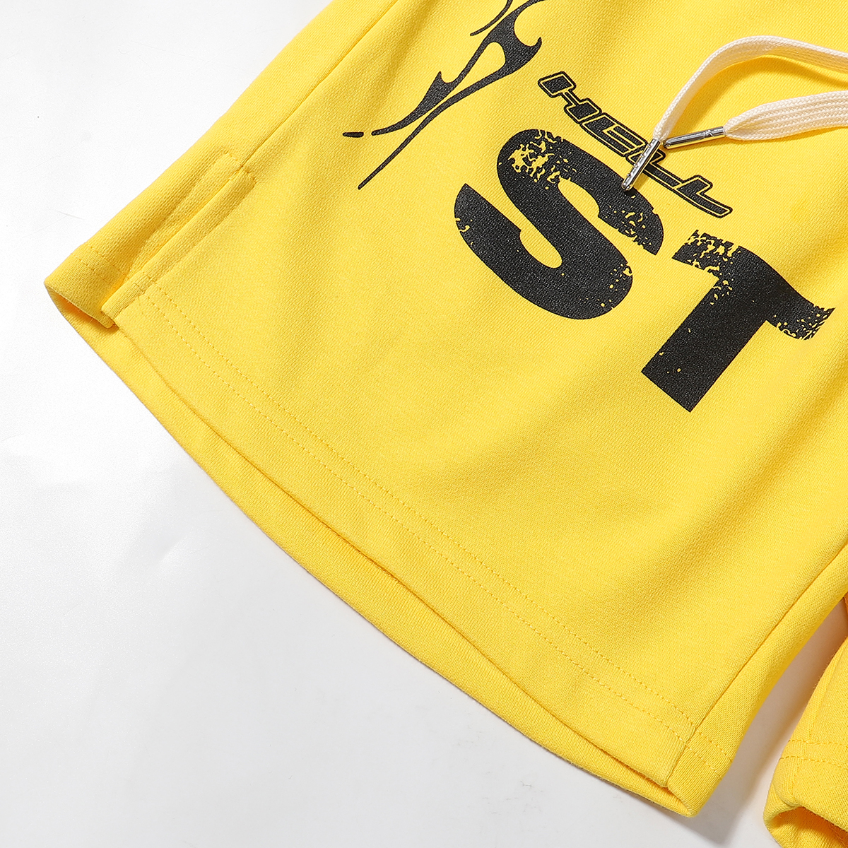 Hellstar Relaxed Elastic Waist Street Wear Cotton Terry Shorts Black/Yellow