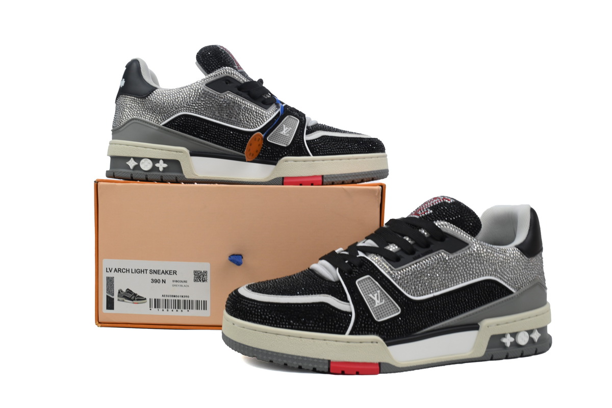 Louis Vuitton Trainer Black Grey Crystal 1ABOE2