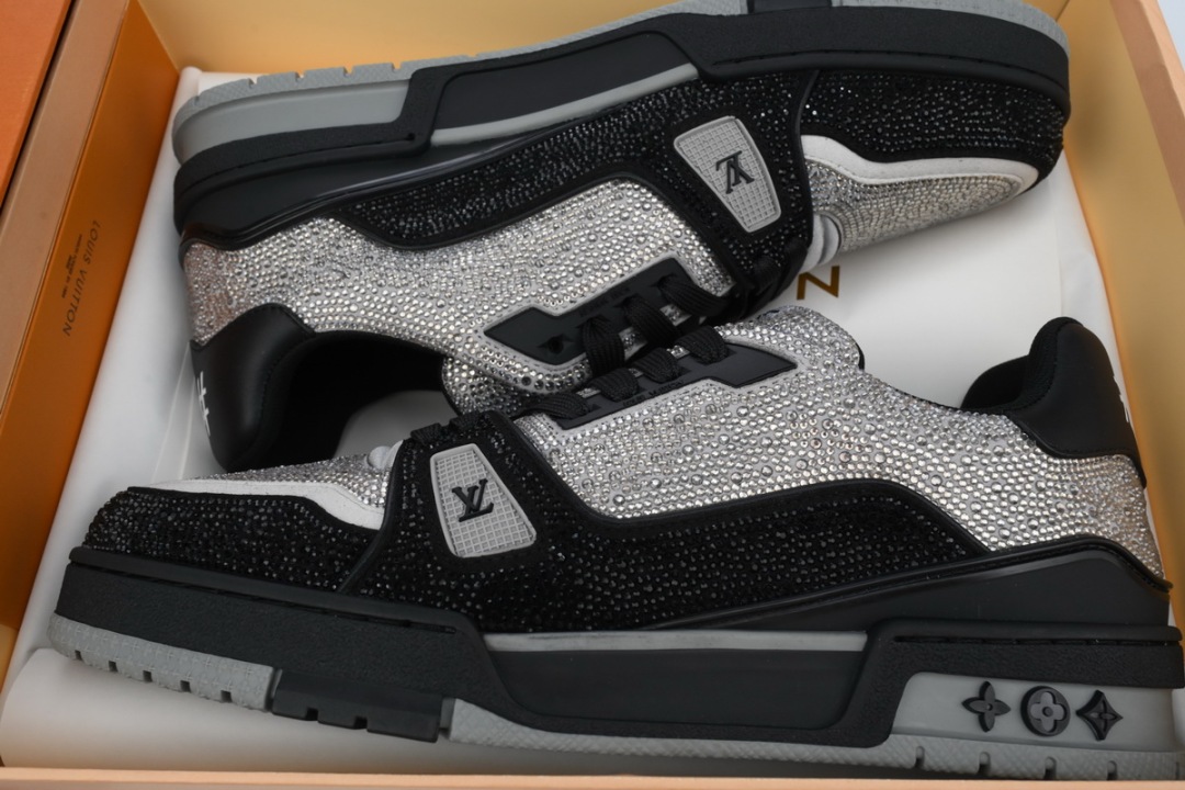 Louis Vuitton Trainer Black Silver Rhinestone