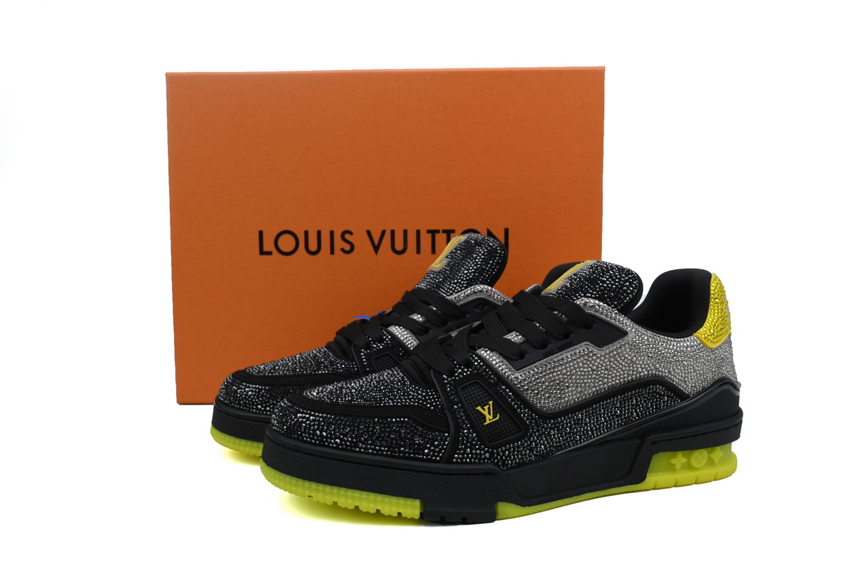 Louis Vuitton Trainer Black Yellow Rhinestone 1A9JXP