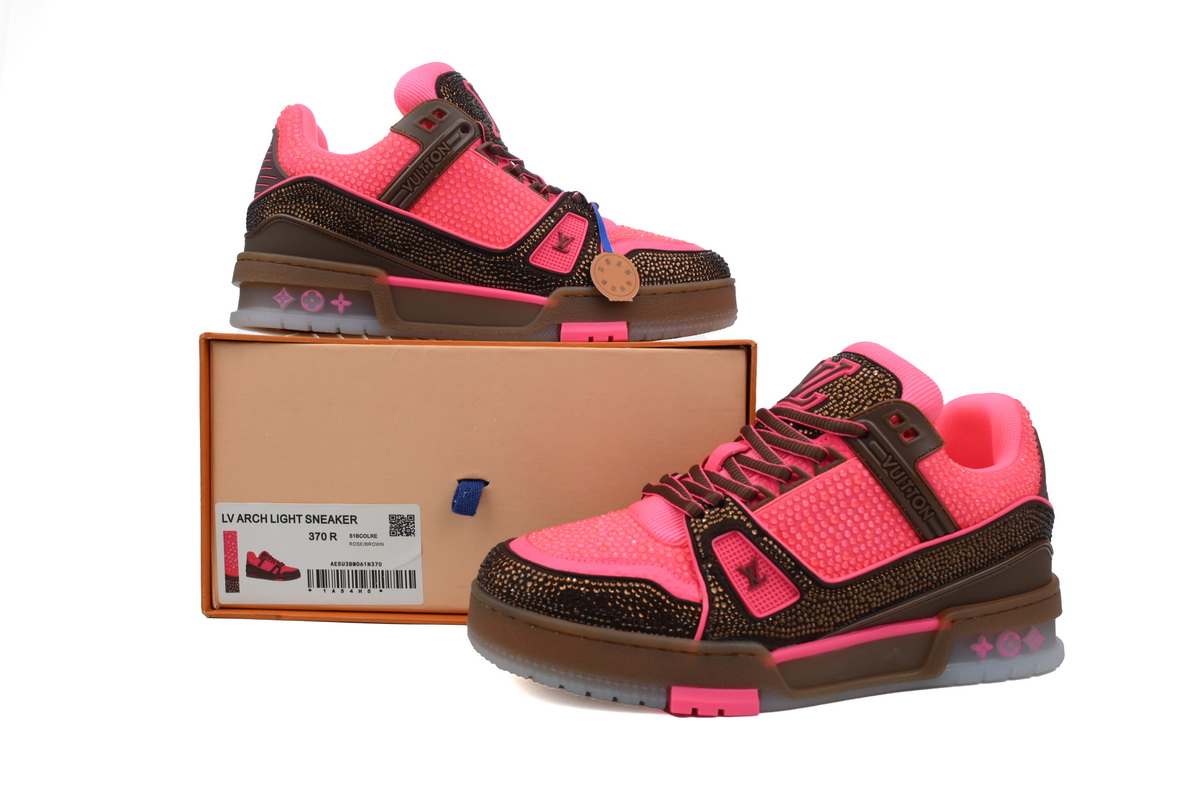 Louis Vuitton Trainer Pink Brown Rhinestone