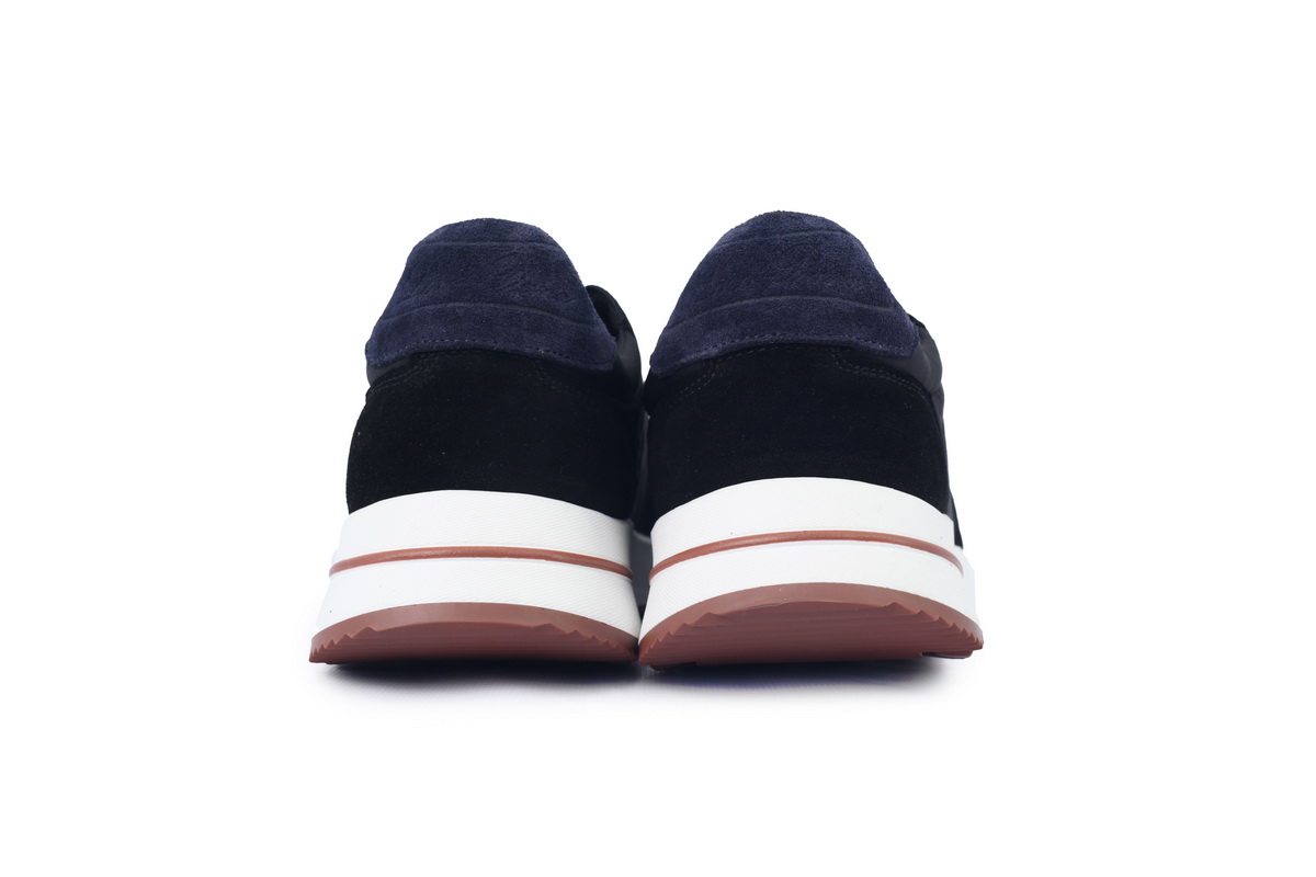 Loro Piana Week End Walk Suede-Trimmed Shell Sneakers Black