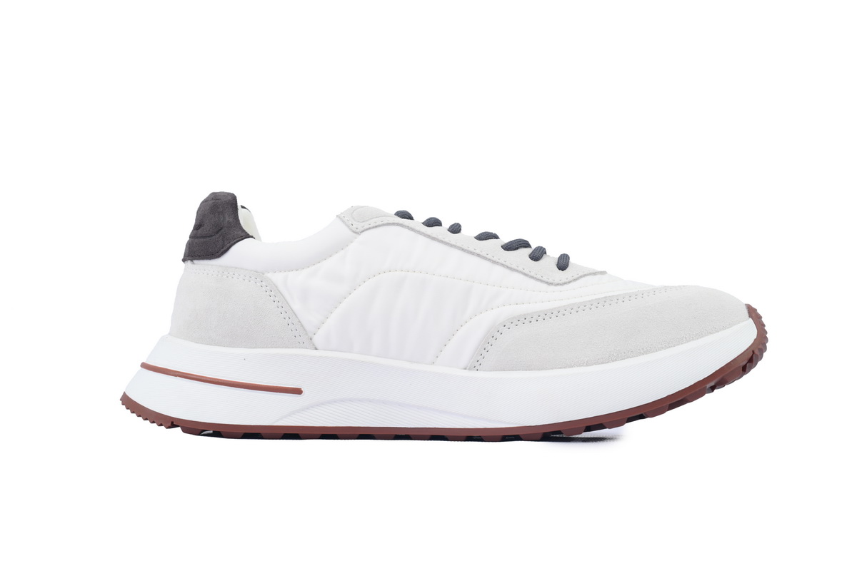 Loro Piana Week End Walk Suede-Trimmed Shell Sneakers White