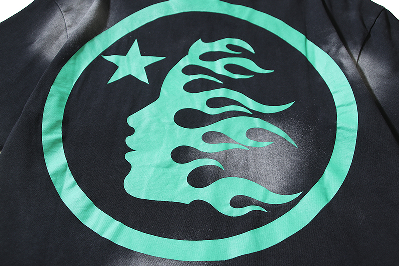 Hellstar Star Gel Sport Logo Washed T-shirt Black Green