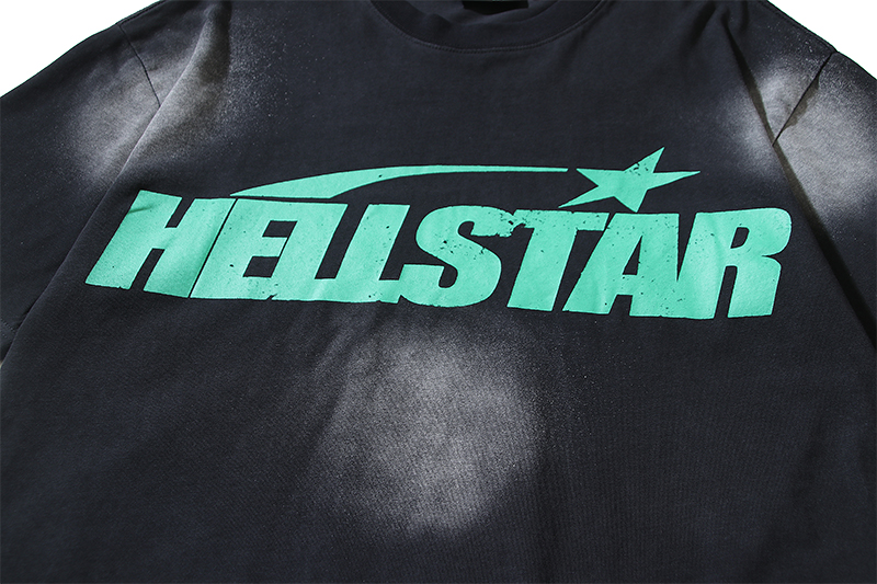Hellstar Star Gel Sport Logo Washed T-shirt Black Green