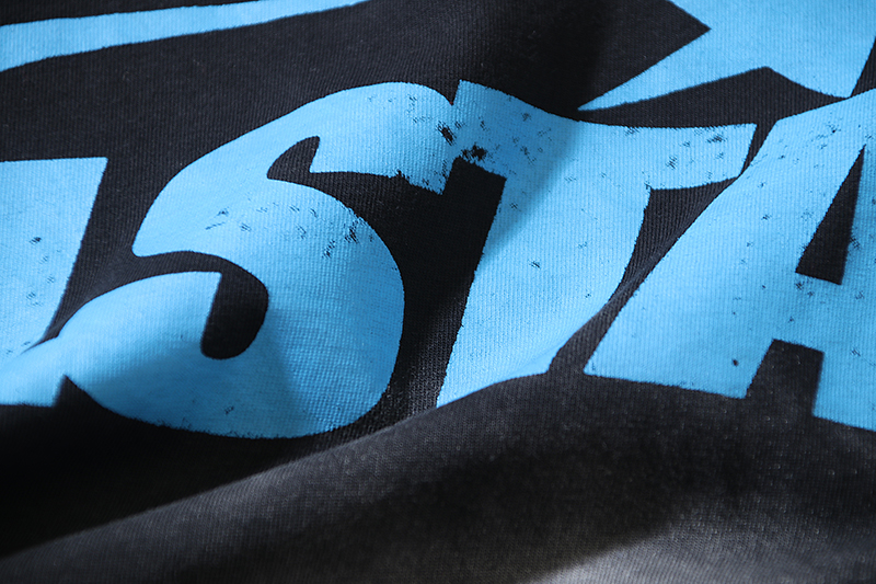 Hellstar Star Gel Sport Logo Washed T-shirt Black Blue