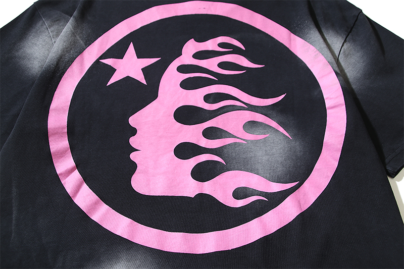 Hellstar Star Gel Sport Logo Washed T-shirt Black Pink