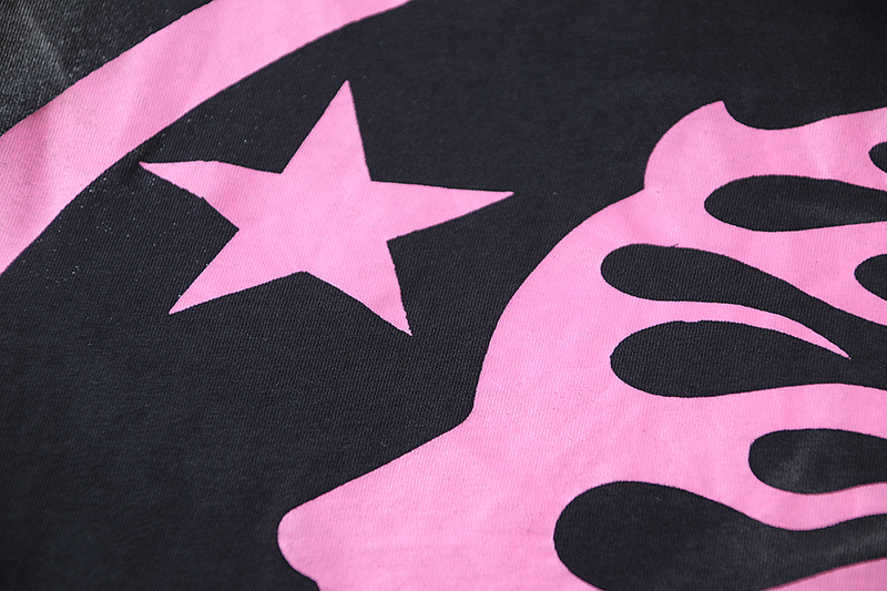 Hellstar Star Gel Sport Logo Washed T-shirt Black Pink