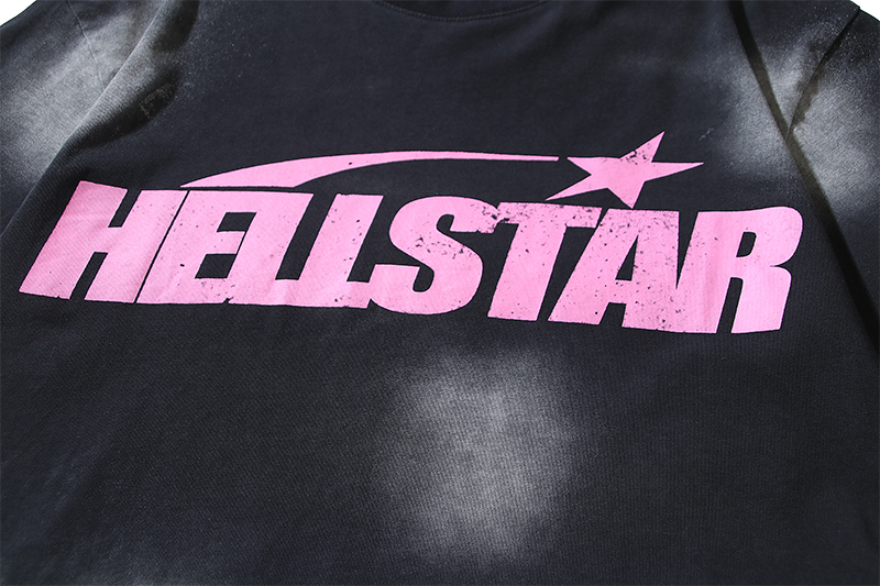Hellstar Star Gel Sport Logo Washed T-shirt Black Pink