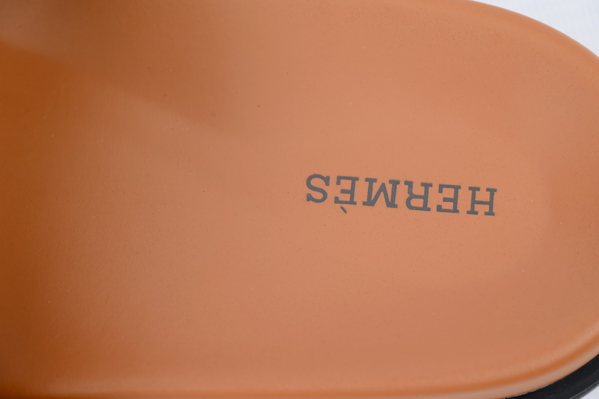 Hermes Calfskin Chypre Sandals Khaki Black