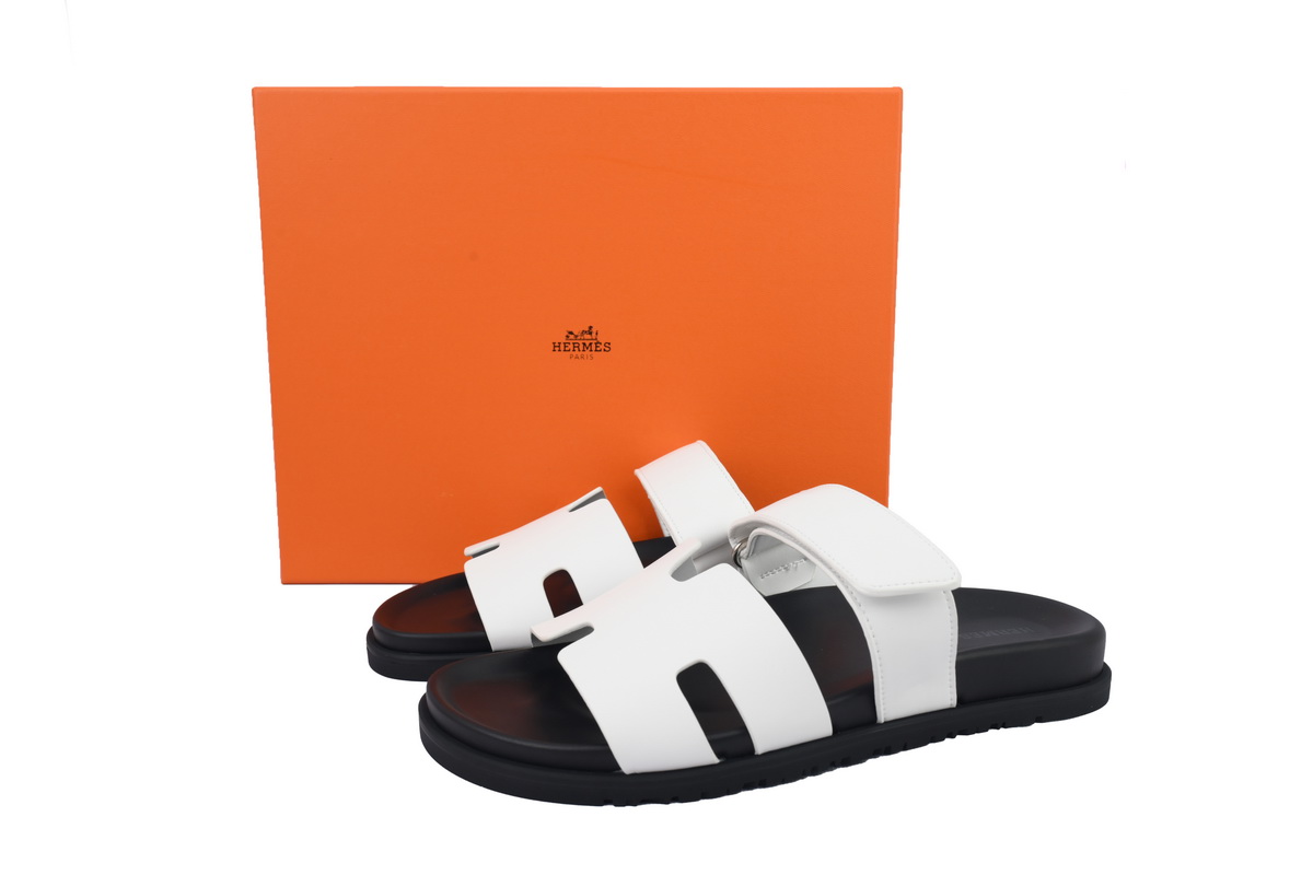 Hermes Calfskin Chypre Sandals White