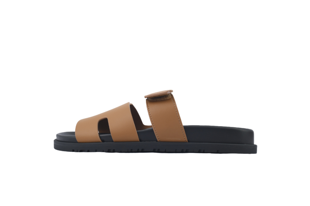 Hermes Calfskin Chypre Sandals Brown