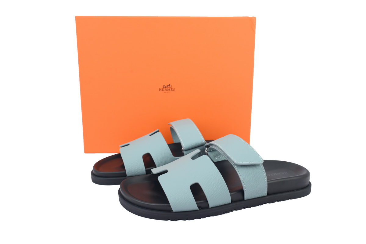 Hermes Calfskin Chypre Sandals Blue
