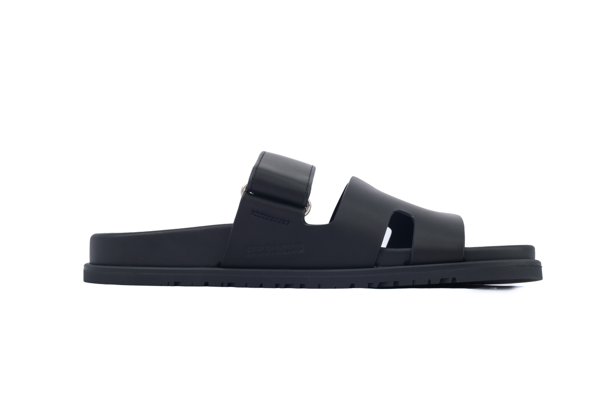 Hermes Calfskin Chypre Sandals Black