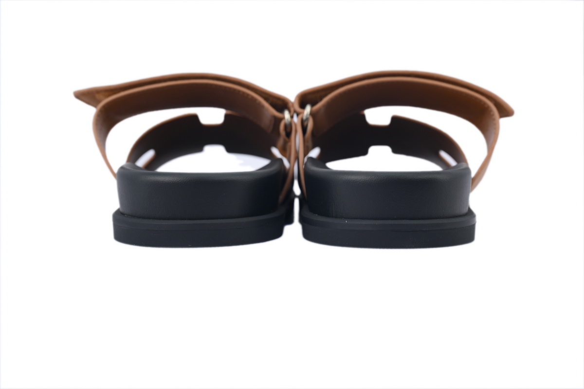 Hermes Calfskin Chypre Sandals Brown