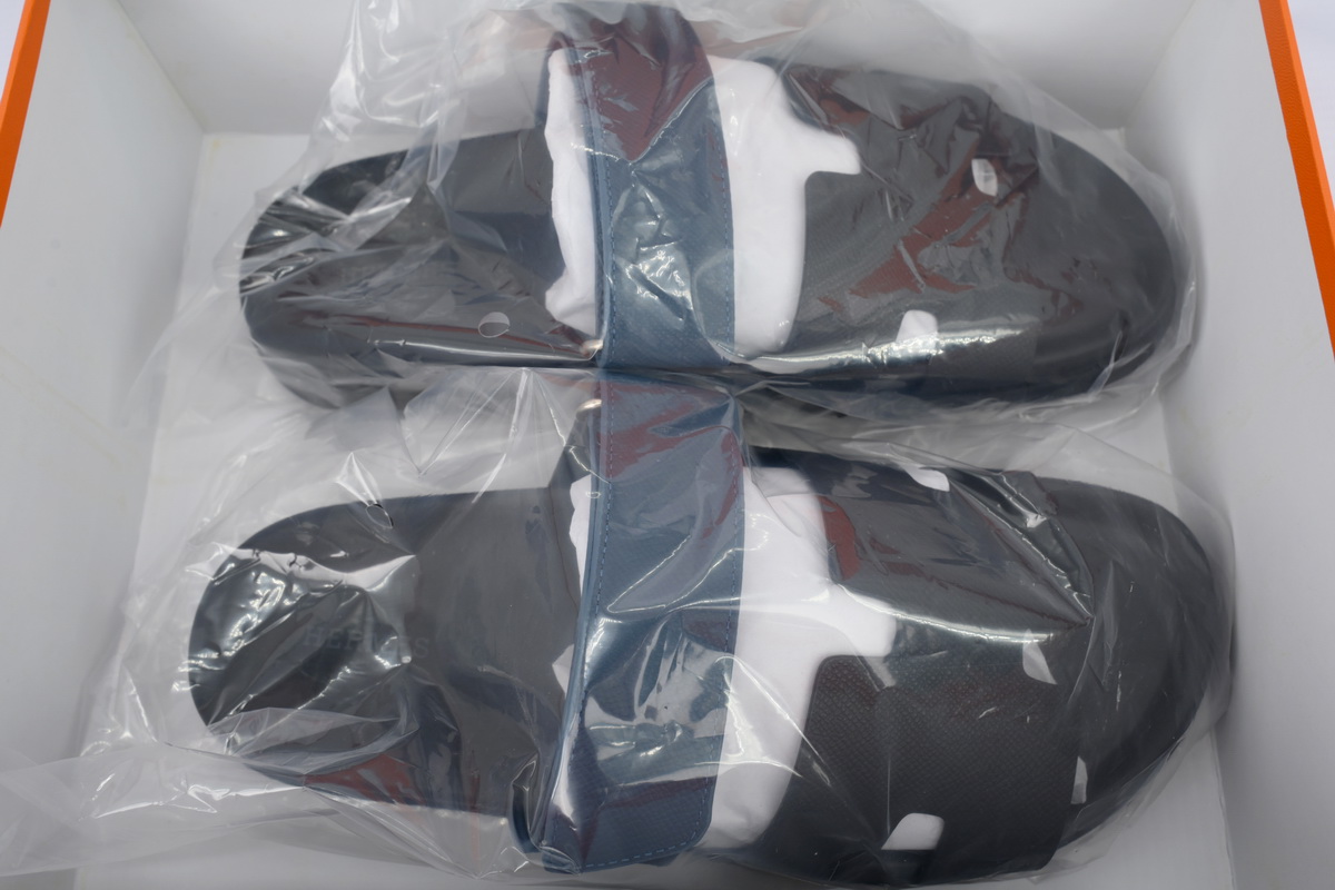 Hermes Calfskin Chypre Sandals Black Blue