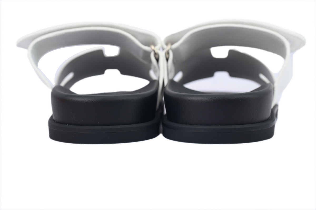 Hermes Calfskin Chypre Sandals White
