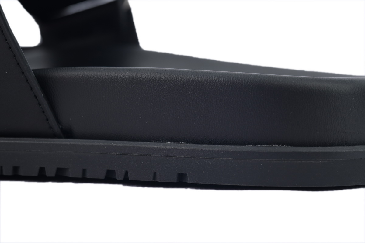 Hermes Calfskin Chypre Sandals Black