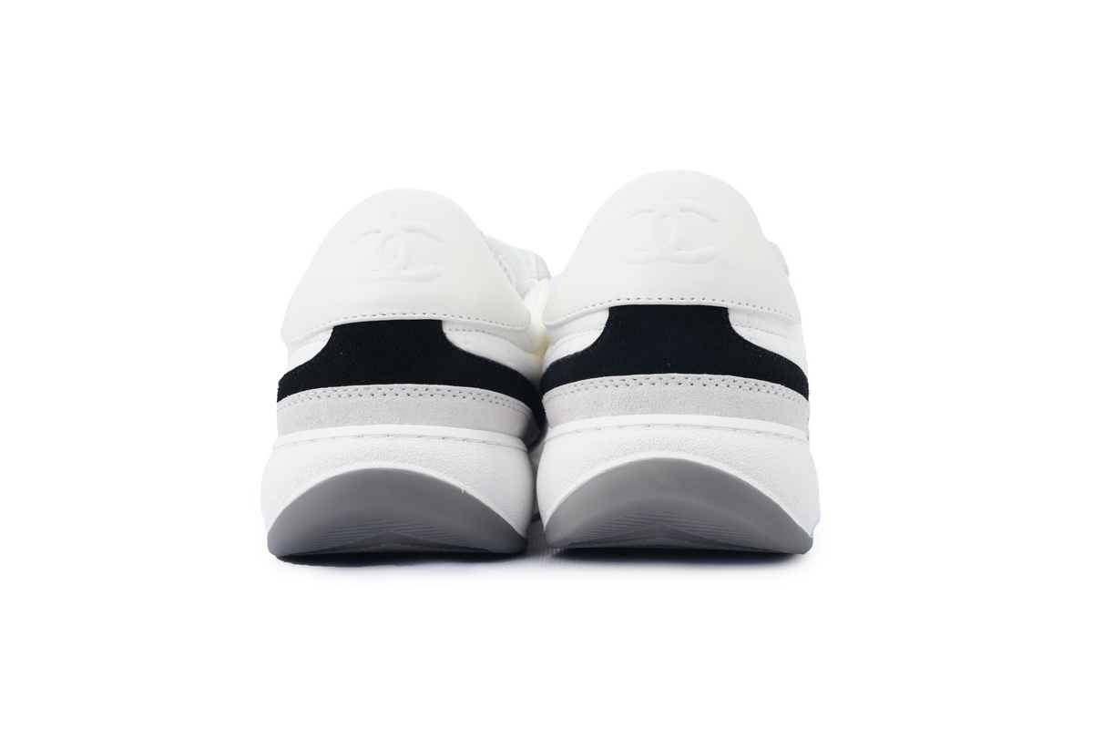 Chanel Suede Calfskin White Light Grey Low Top Sneakers