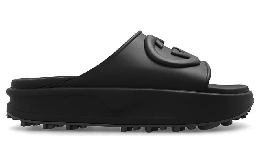 Gucci Interlocking G Slide Sandal Black Rubber