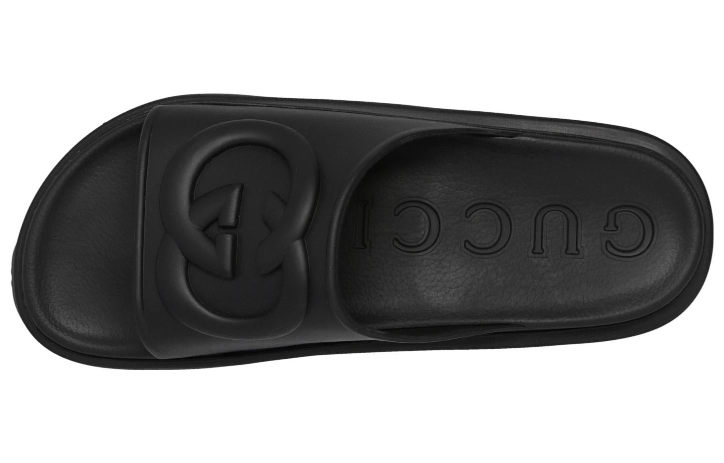 Gucci Interlocking G Slide Sandal Black Rubber